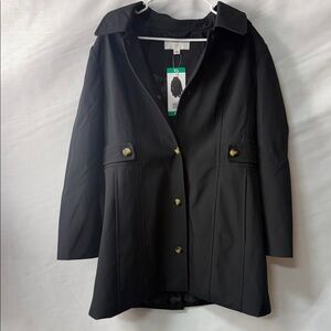 Anne Klein Black Trench Coat with Gold Buttons